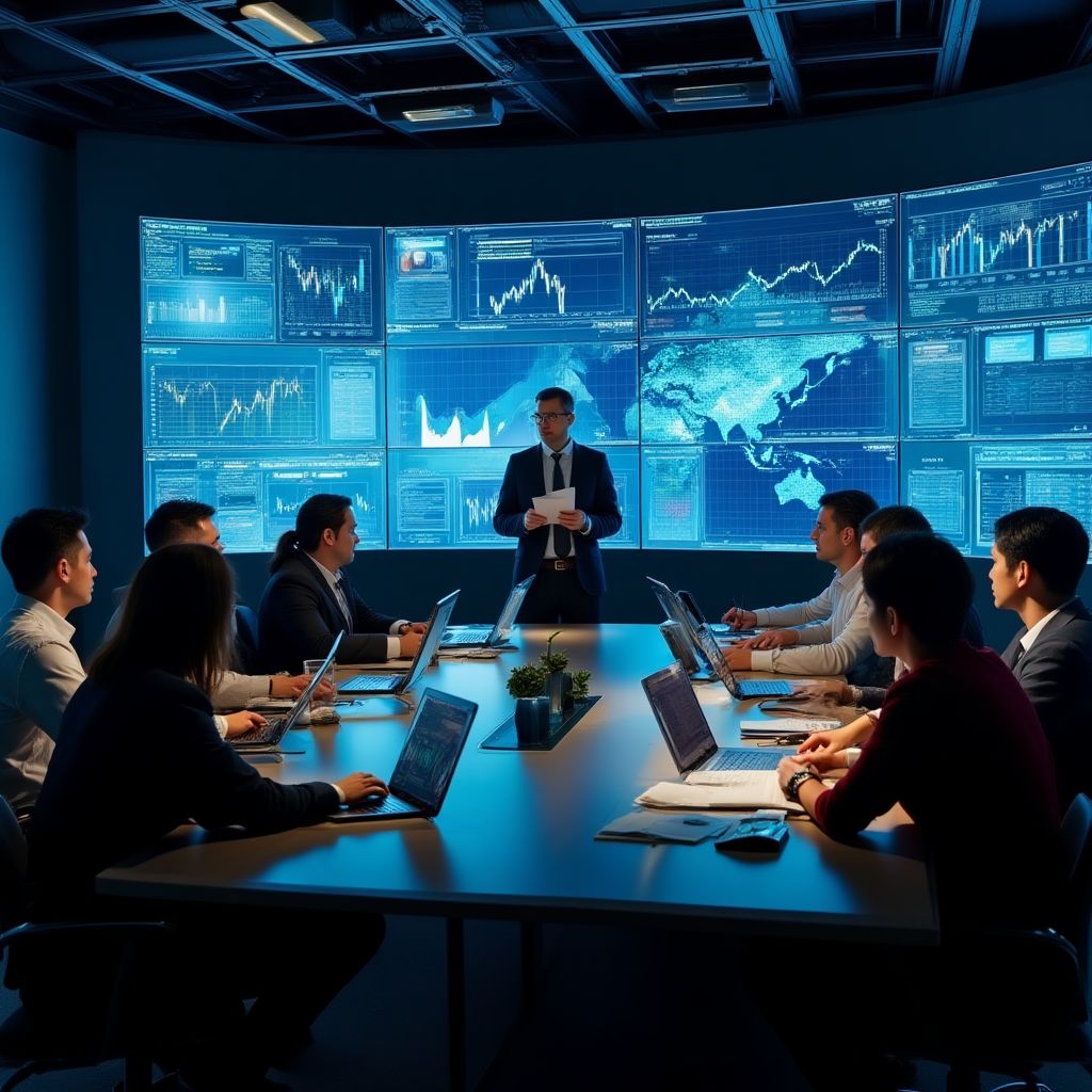 Equipo analizando datos económicos